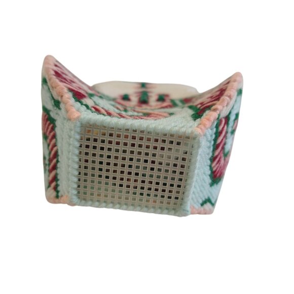 Handmade Needlepoint Southwest Style 11"x7"x2.5" Wedding Vase Decorative Vintage - Picture 5 of 7